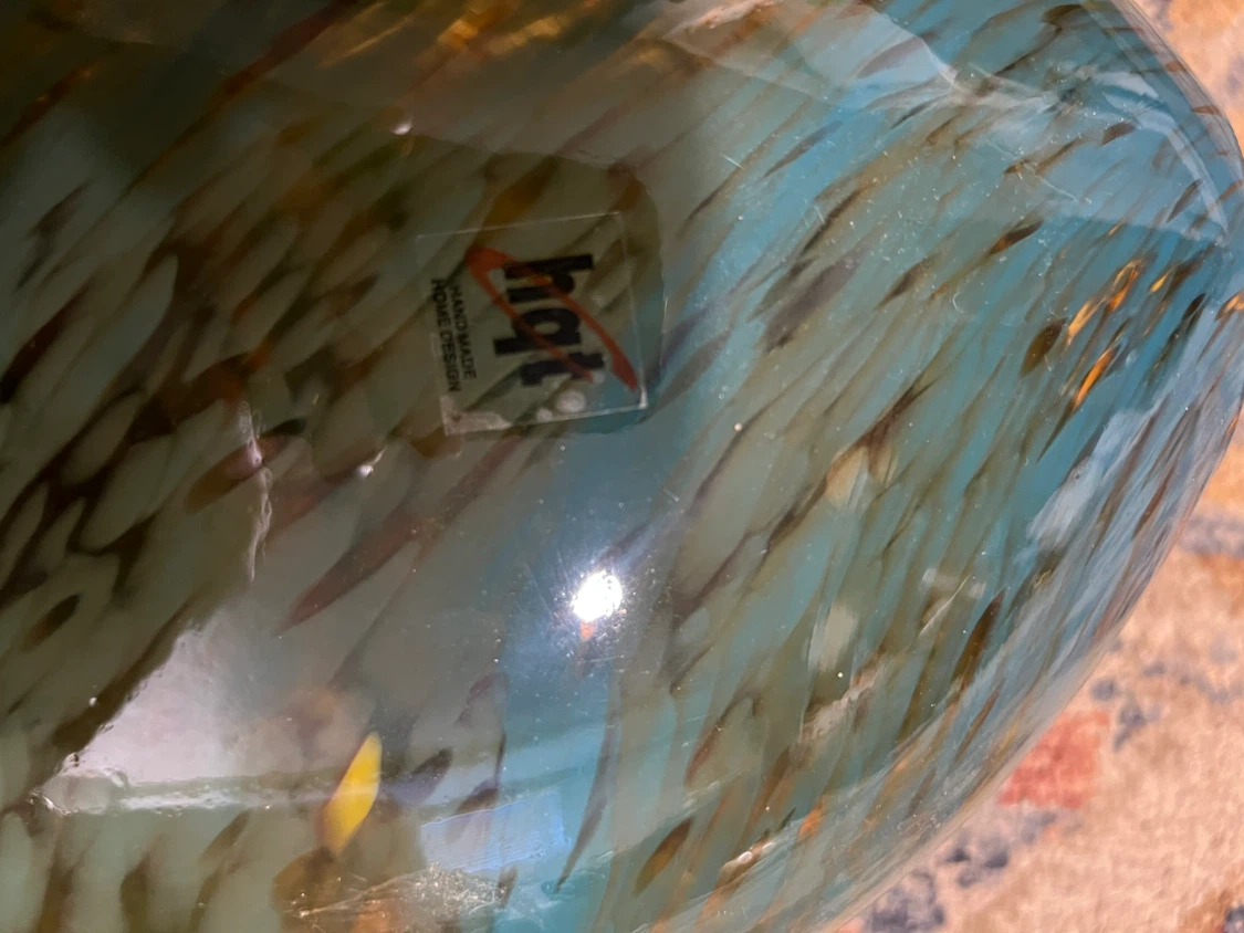 Hgt Handmade Glass Vase Blue and Brown - photo 4