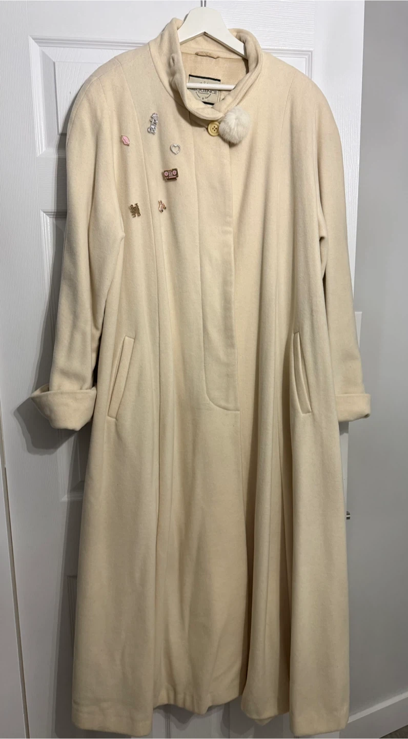 Vintage Cream Wool Blend Long Coat - photo 2