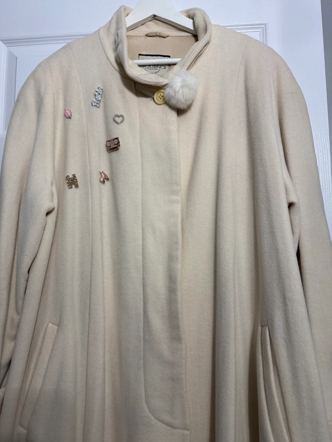 Vintage Cream Wool Blend Long Coat - photo 4