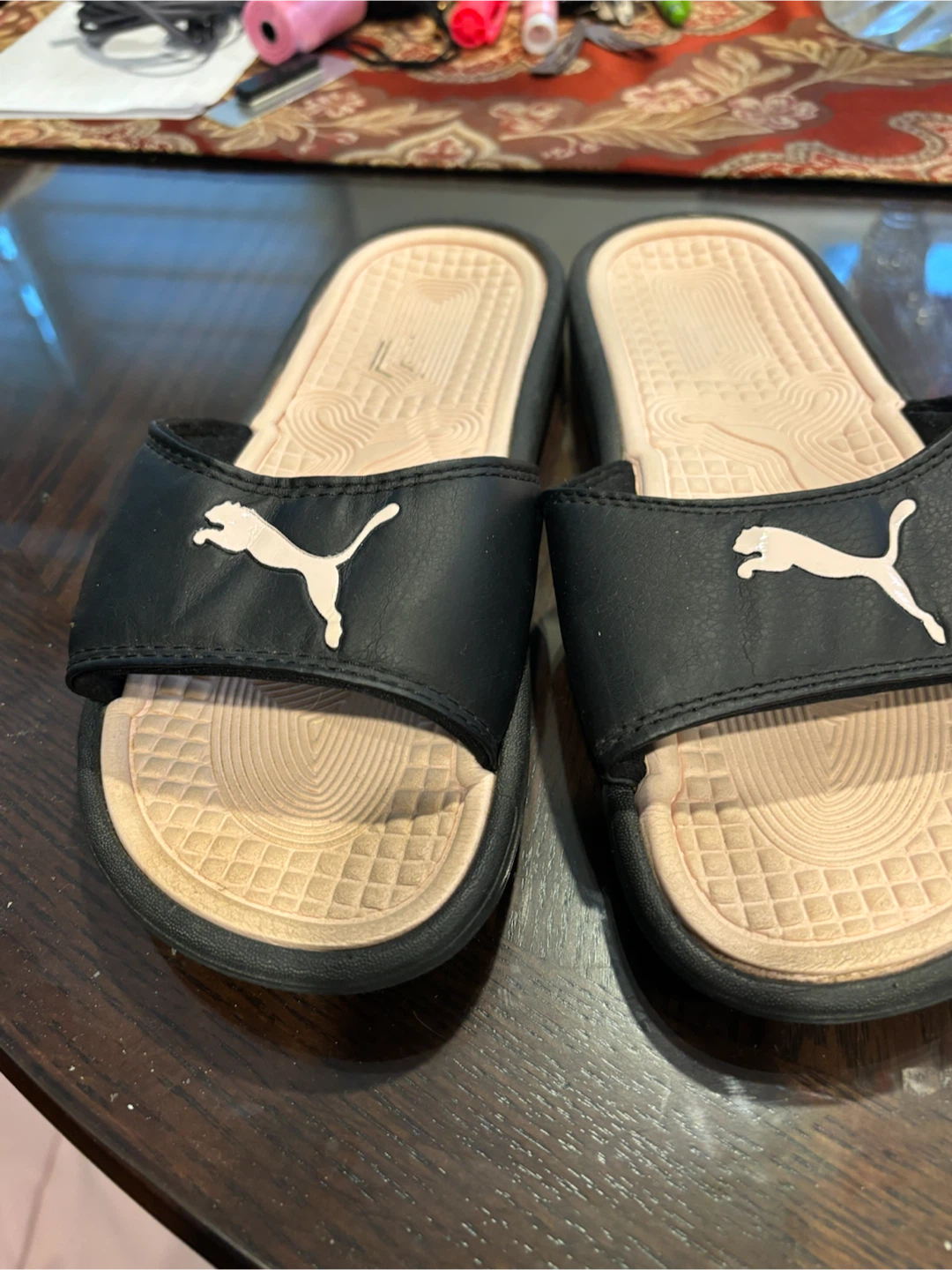Puma Black and Pink Slides