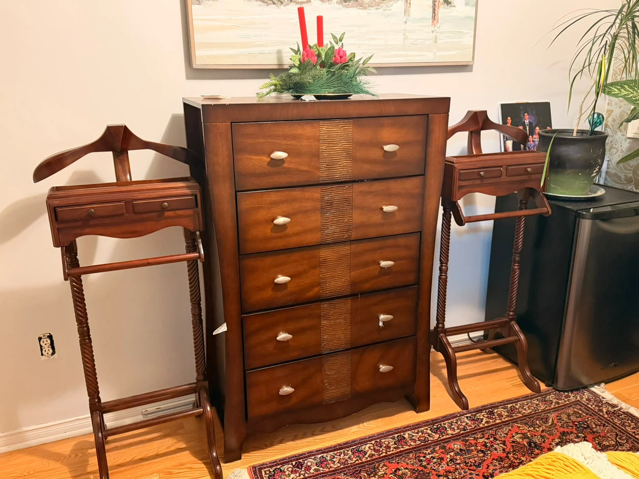 Set of Two Vintage Style Wooden Valet Stands