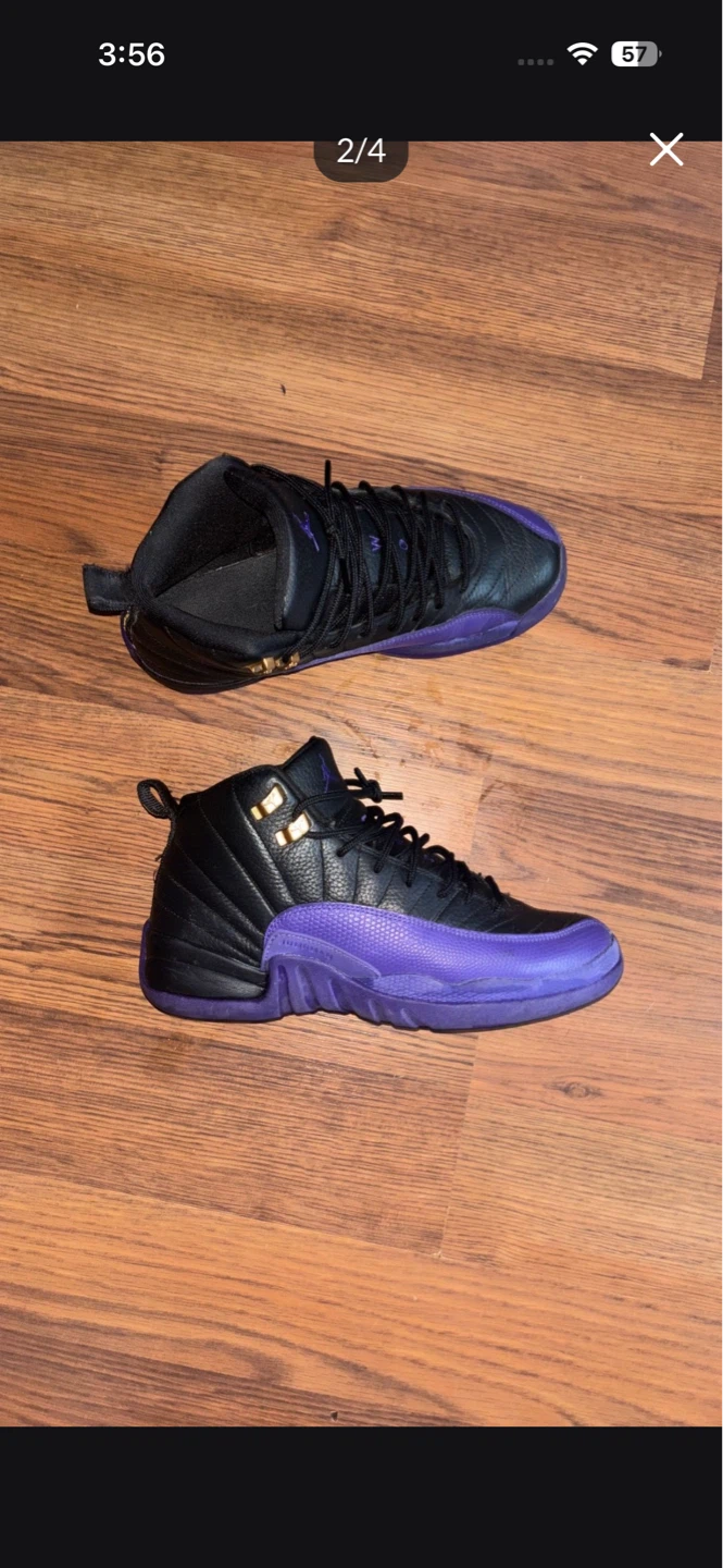 Air Jordan 12 Black and Purple Sneakers - photo 2