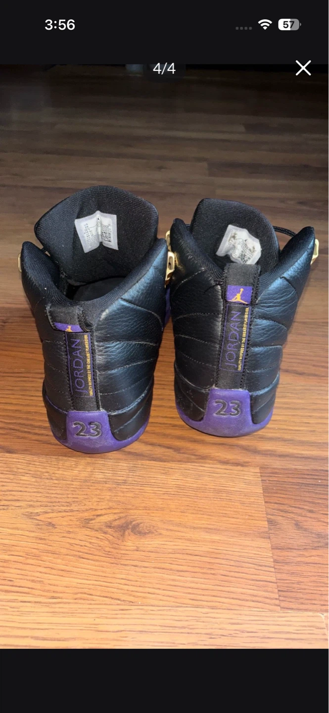 Air Jordan 12 Black and Purple Sneakers - photo 4