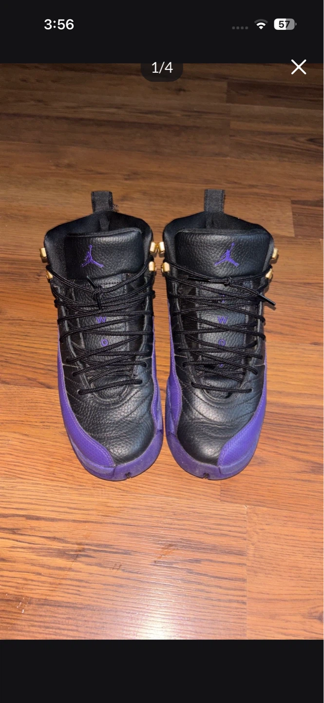 Air Jordan 12 Black and Purple Sneakers
