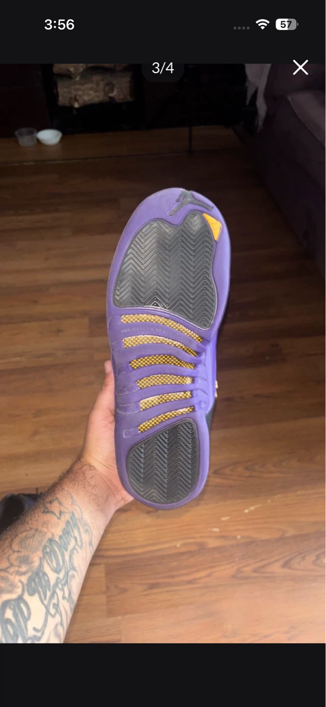 Air Jordan 12 Black and Purple Sneakers - photo 3