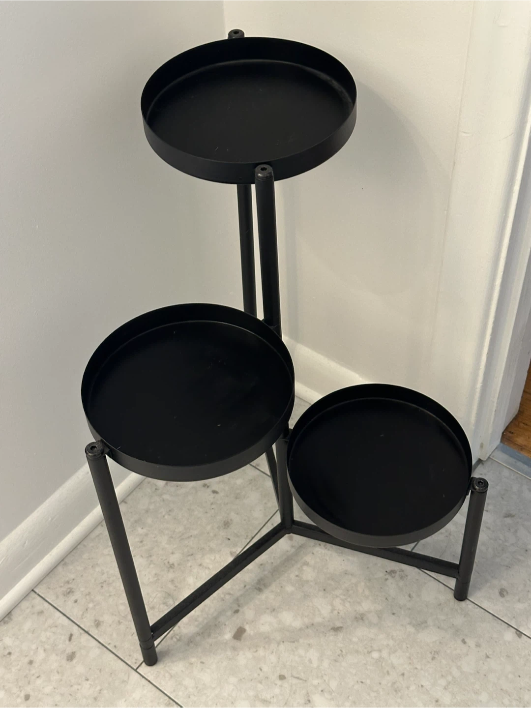 Three-Tier Black Metal Plant Stand