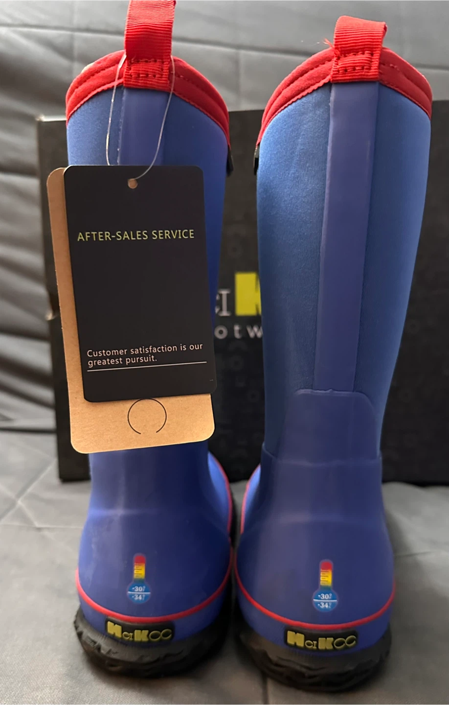 MCIKCC Kids Waterproof Rubber Rain Boots – Lapis Blue / Red - photo 2