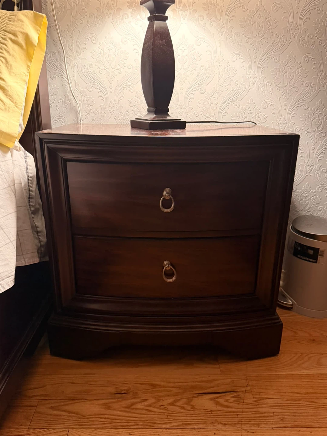 Dark Wood Two-Drawer Nightstand - photo 3