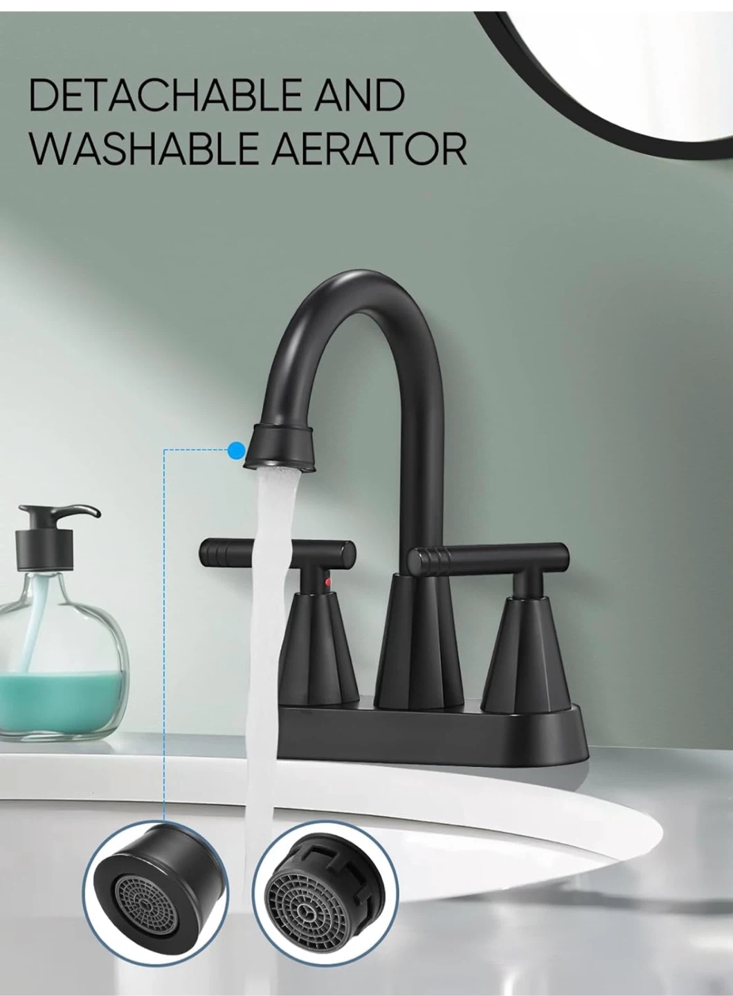 Cobbe Black Bathroom Faucets 3 Hole - photo 2