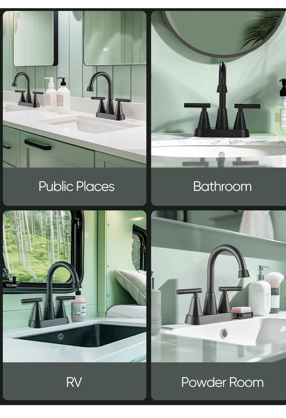 Cobbe Black Bathroom Faucets 3 Hole - photo 4