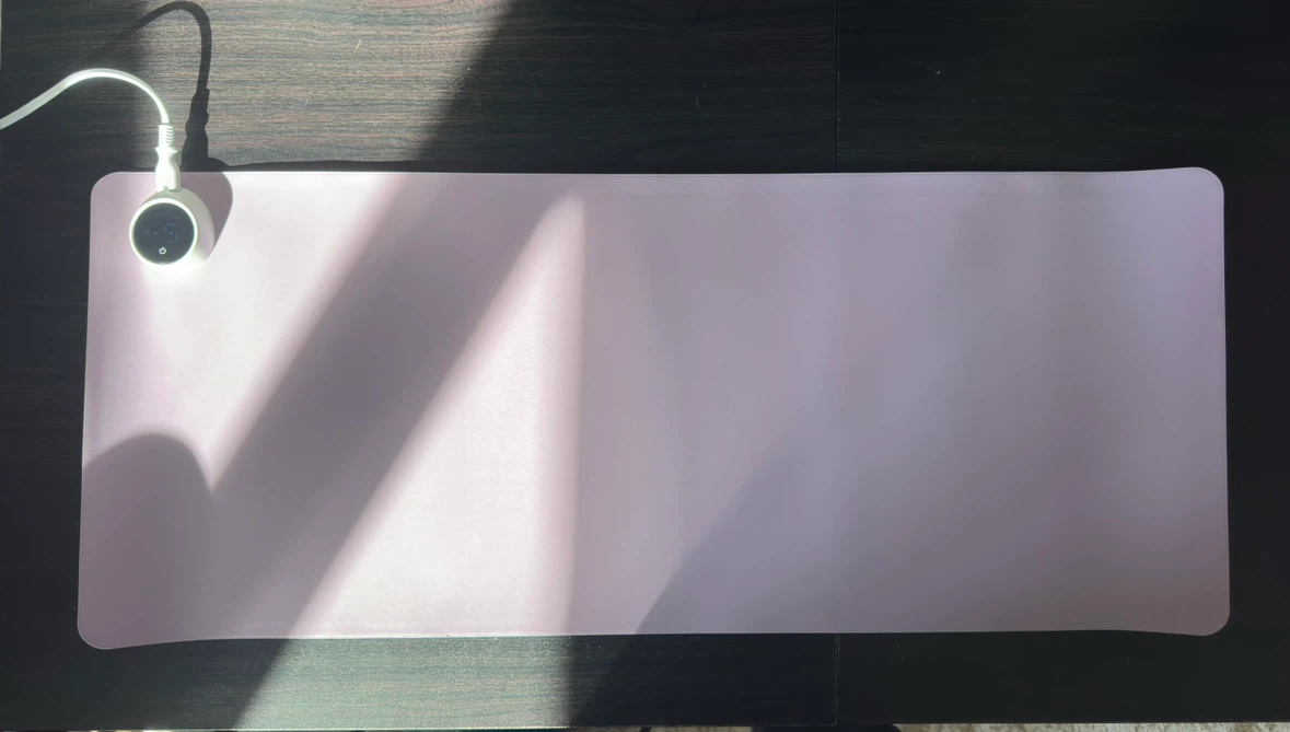 Pink Heated Desk Mat with Digital Temperature Display