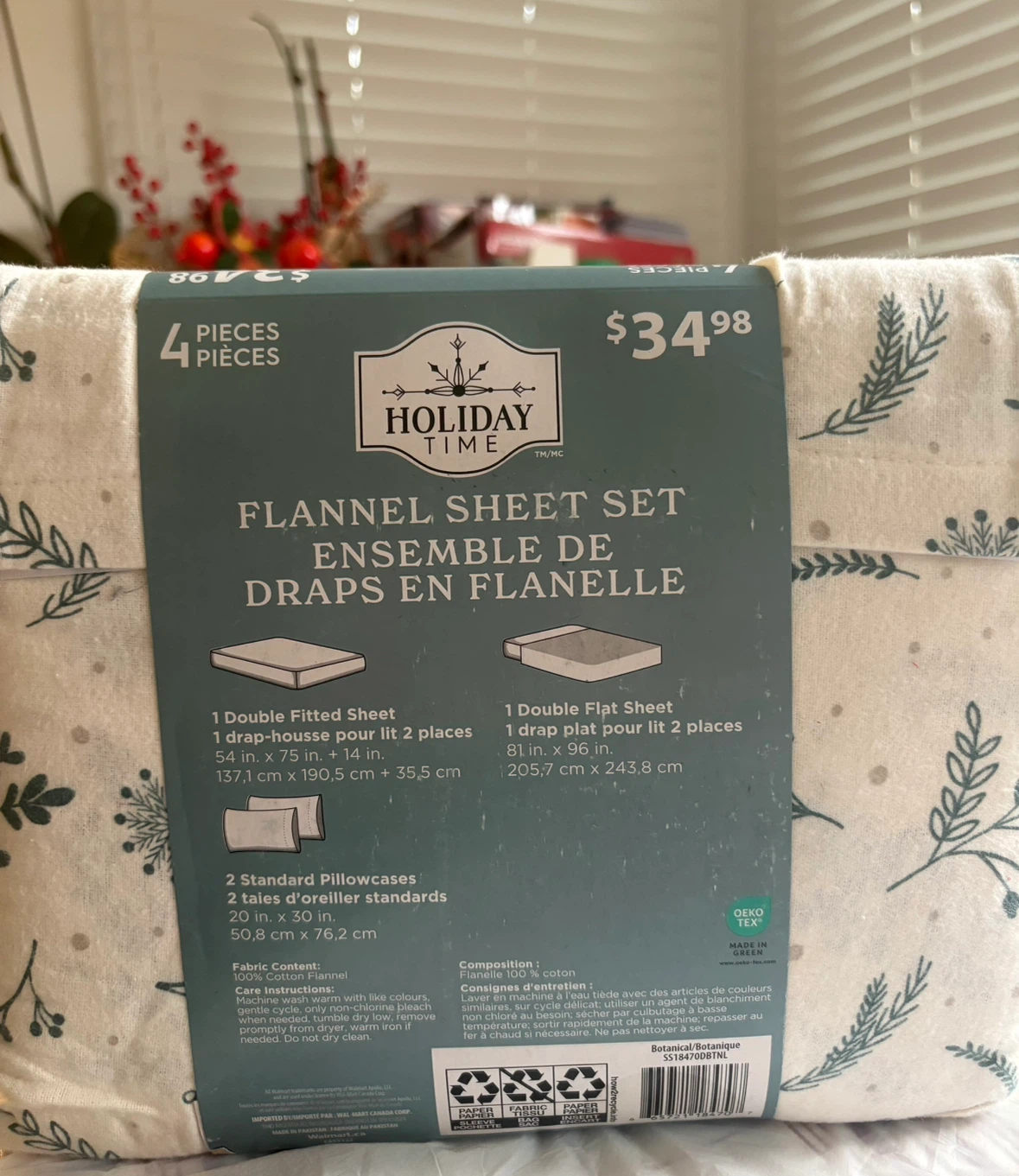 Brand New Holiday Time Flannel Sheet Set - Double - photo 2