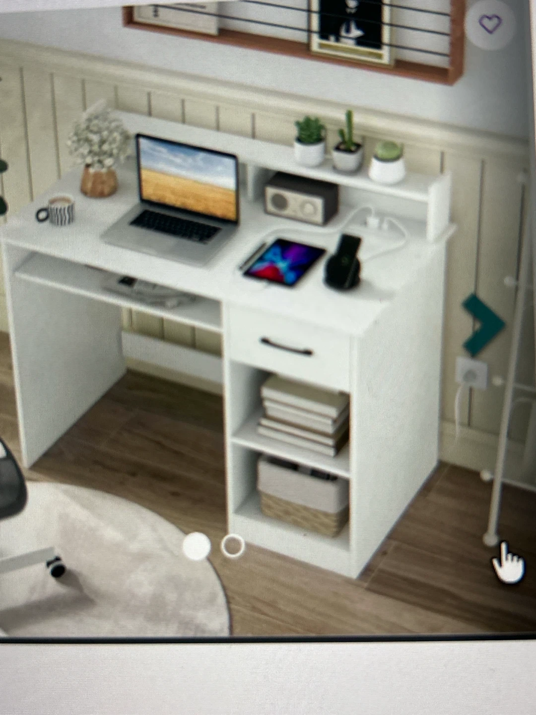 White Computer Desk with Storage