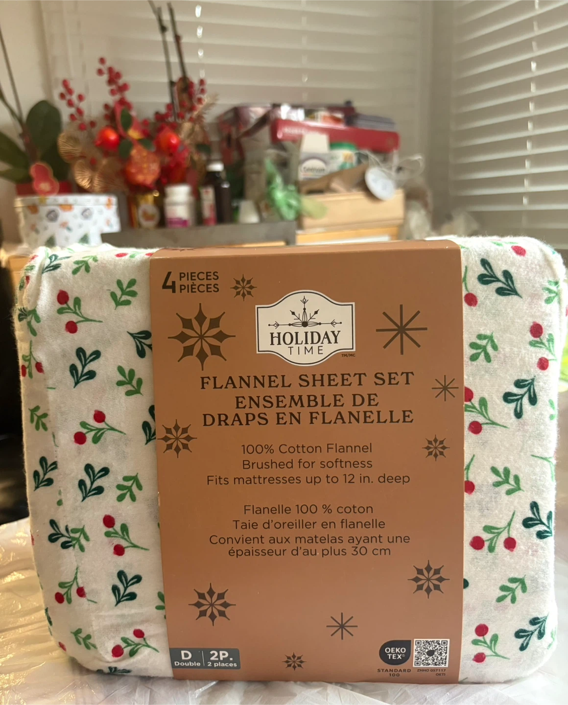 Brand New Holiday Time Double Flannel Sheet Set