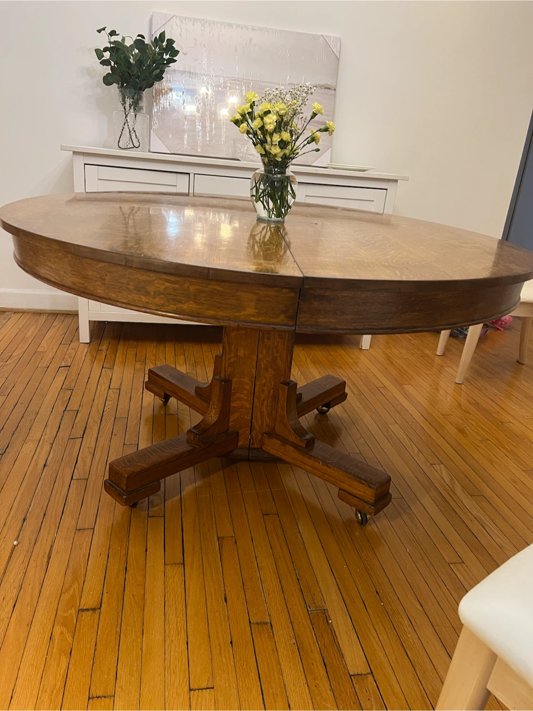 Vintage Oak Pedestal Dining Table