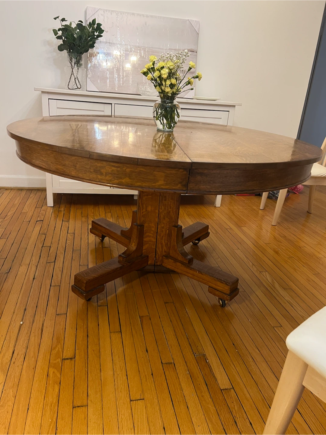 Vintage Oak Pedestal Dining Table - photo 2