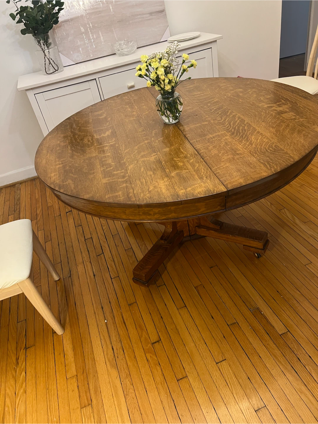 Vintage Oak Pedestal Dining Table - photo 3