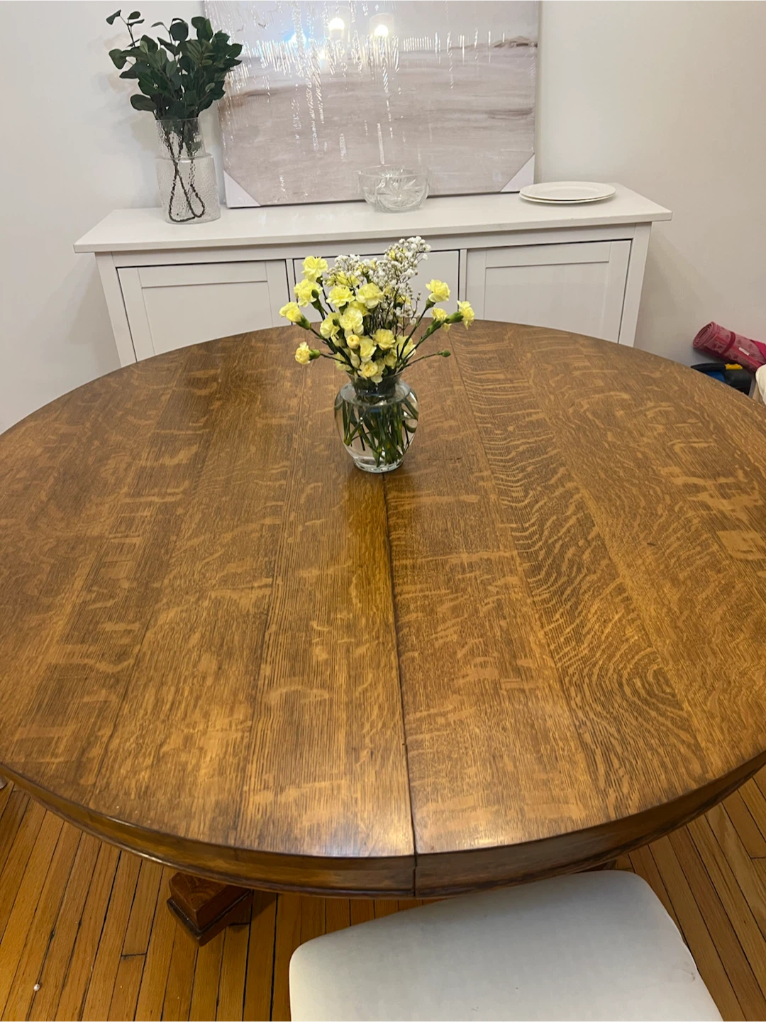 Vintage Oak Pedestal Dining Table - photo 5