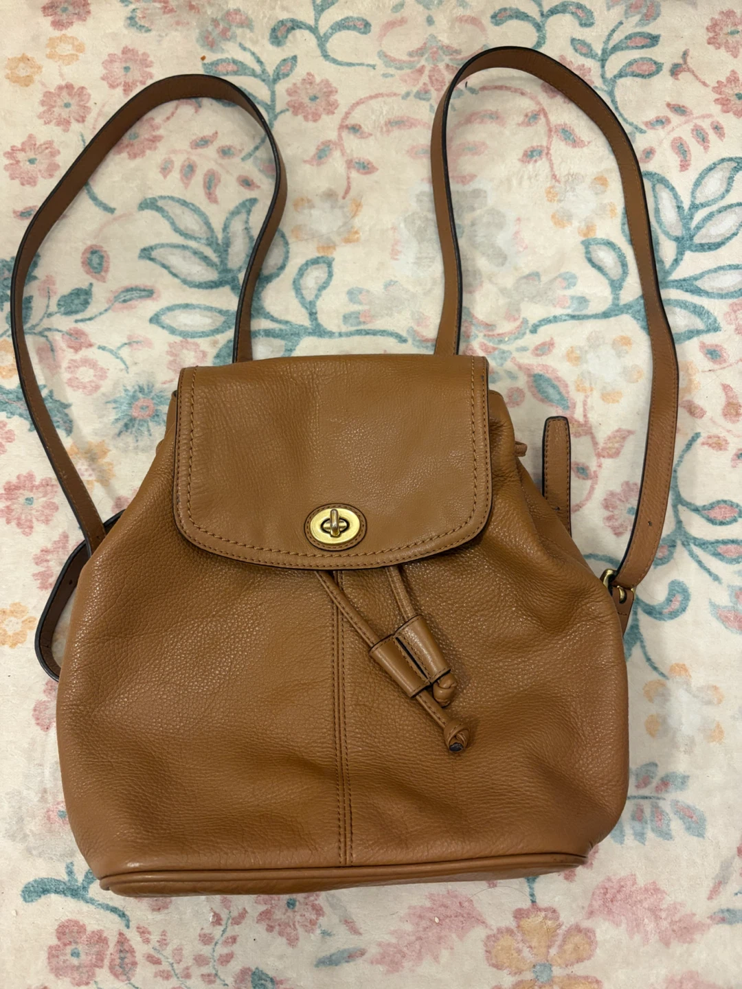 Coach Vintage Pebbled Leather Backpack with Brass Hardware