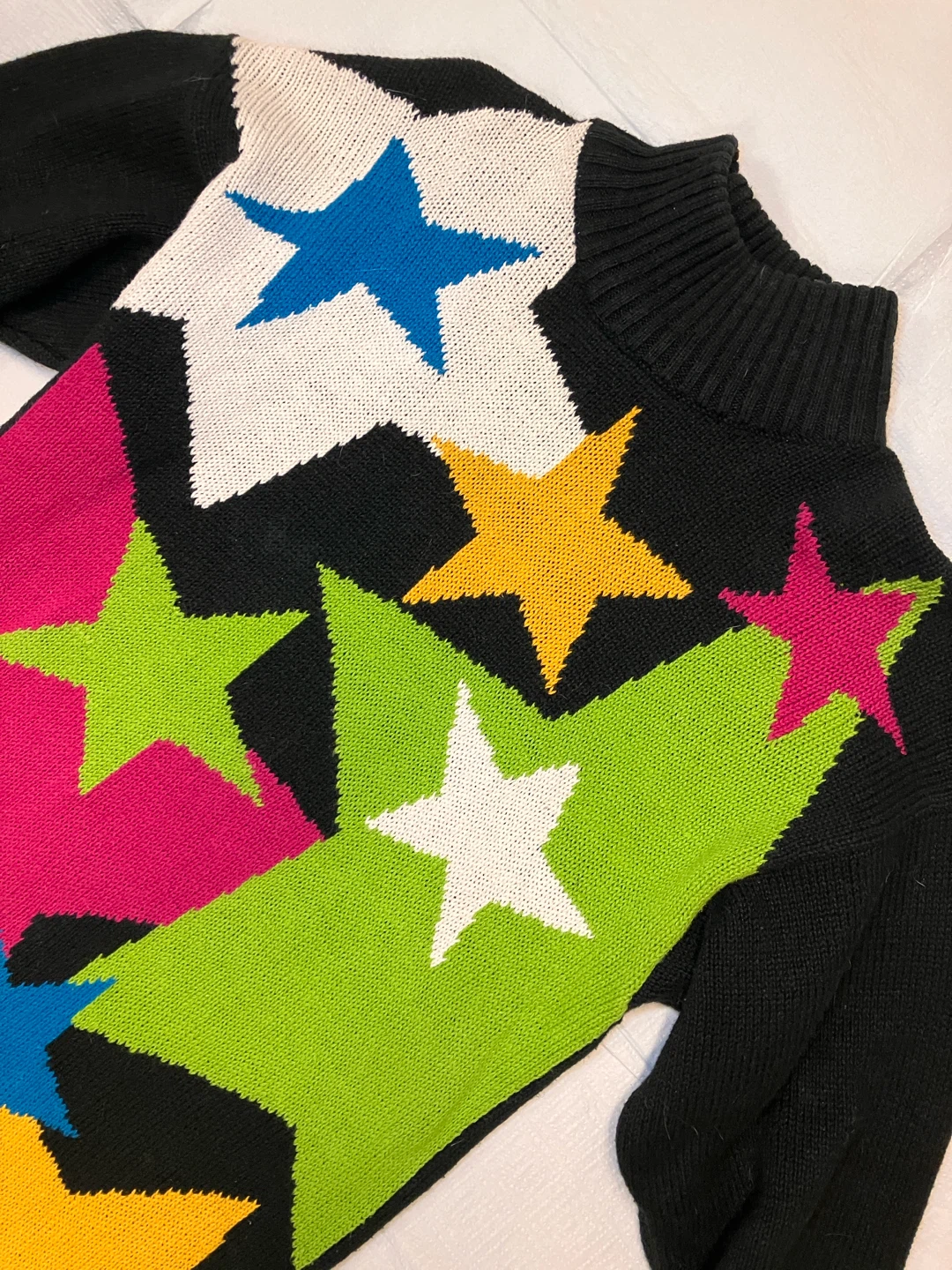 Vintage Jessie 1980s Black Star-Print Sweater Dress
