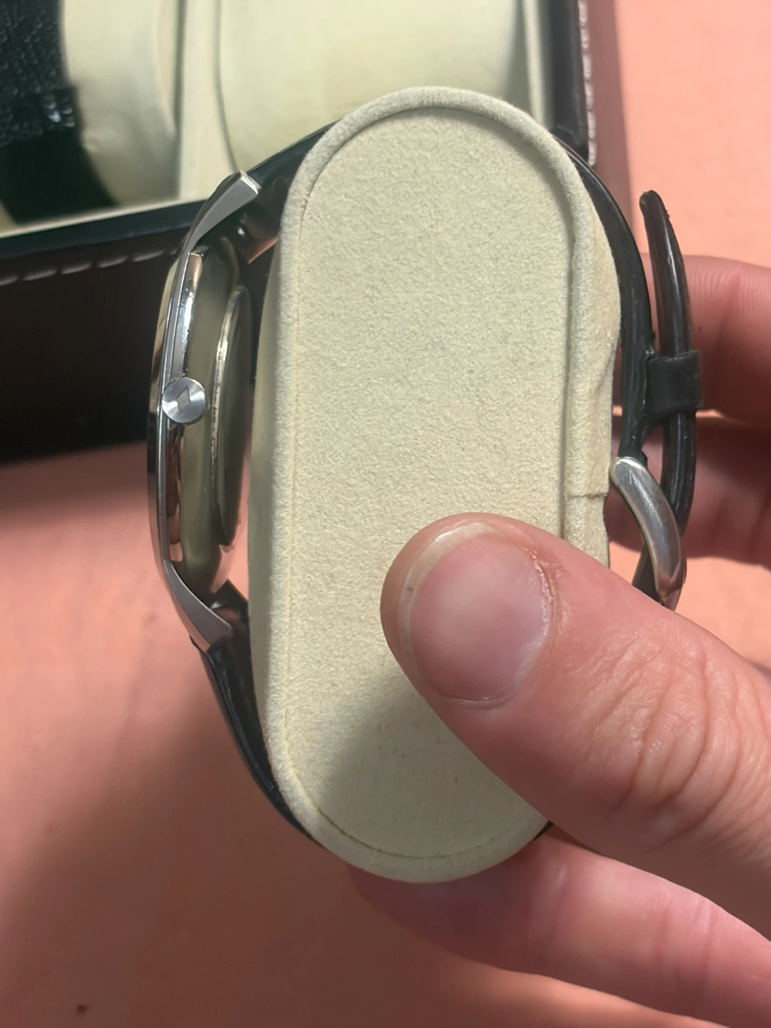 Fossil black dial silver-tone case men’s leather watch - photo 2