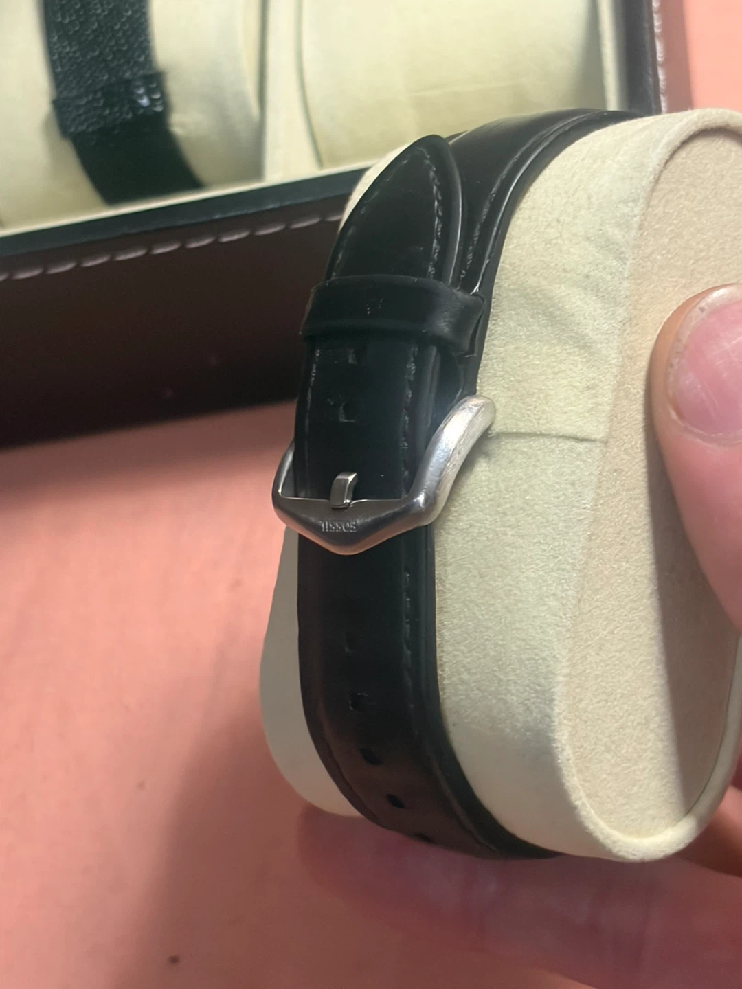 Fossil black dial silver-tone case men’s leather watch - photo 4