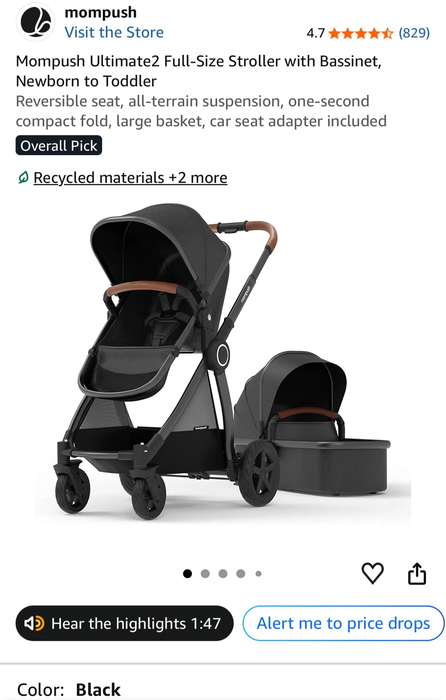 Mompush ultimate2 stroller with bassinet - photo 4