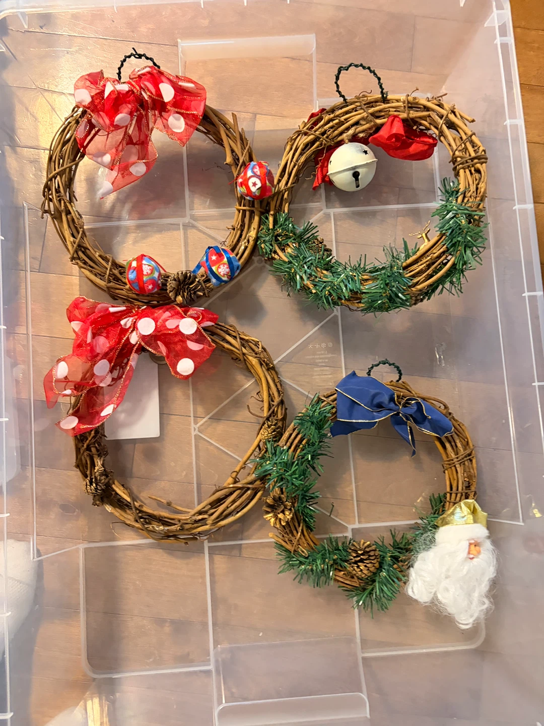 Christmas grapevine wreath decorated