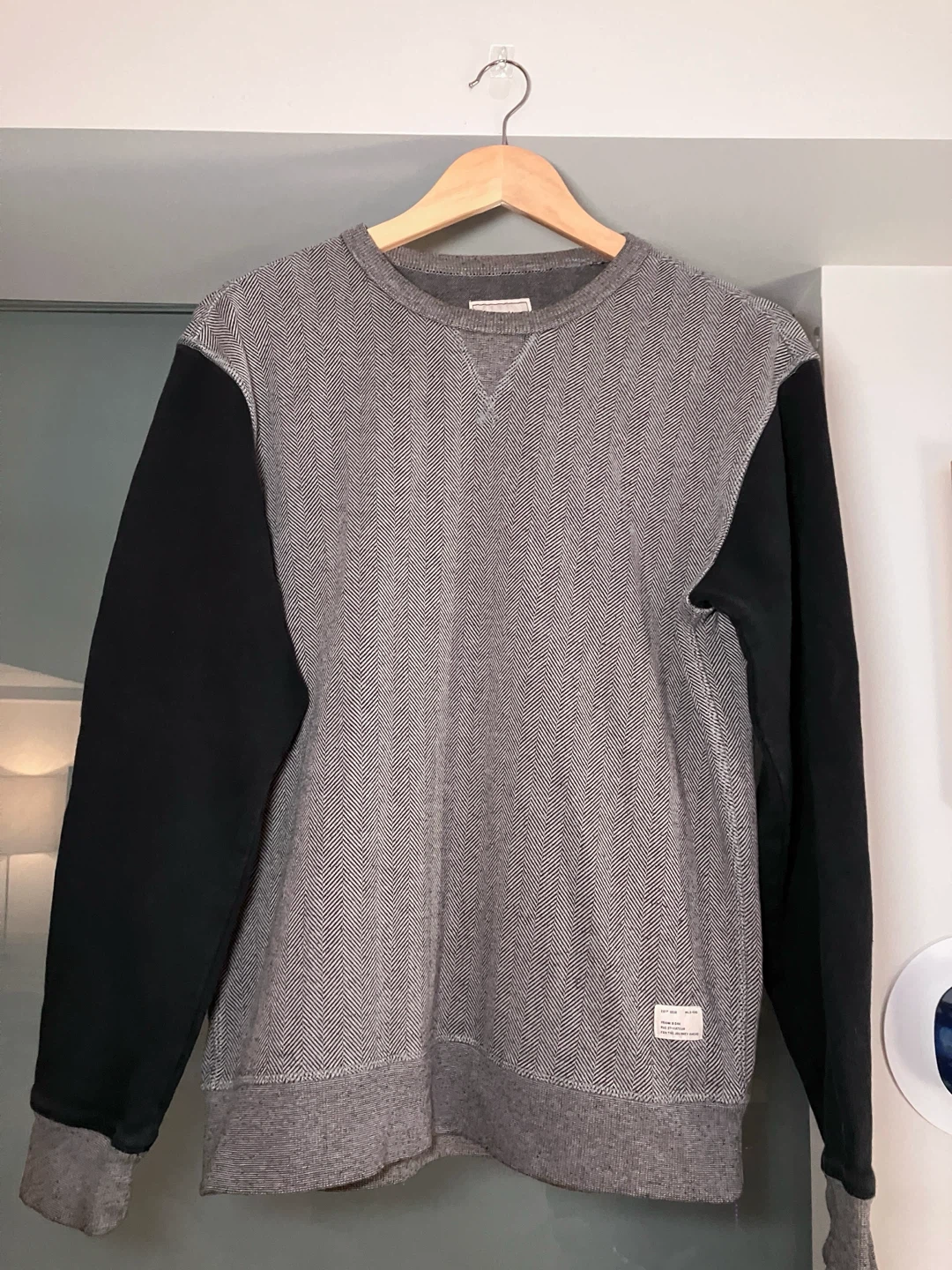 Frank & Oak Two-Tone Grey and Black Crewneck Sweatshirt
