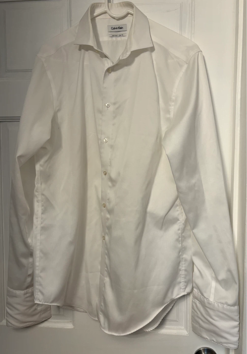 Calvin Klein Men's White Non-Iron Slim Fit Dress Shirt