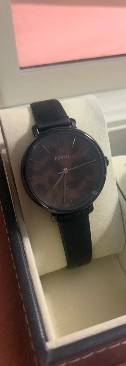 Fossil Jacquline black leather tortoiseshell Ladies watch