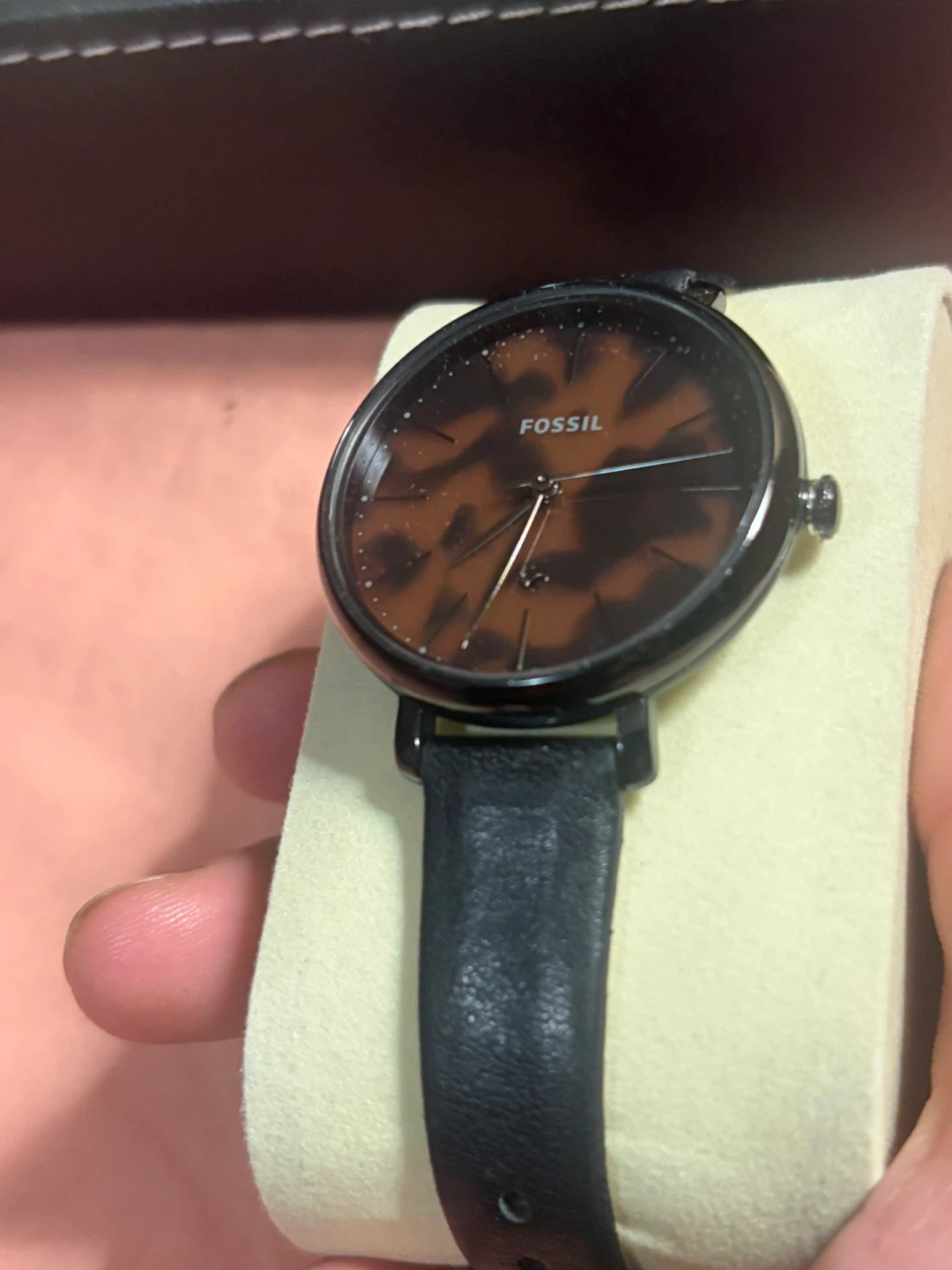 Fossil Jacquline black leather tortoiseshell Ladies watch - photo 3