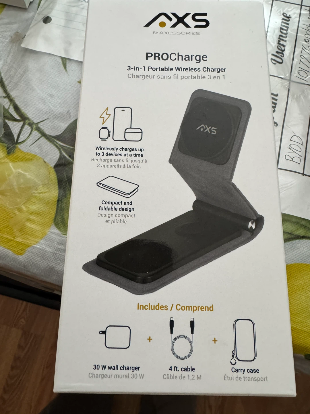 AXS PROCharge 3-in-1 Portable Wireless Charger