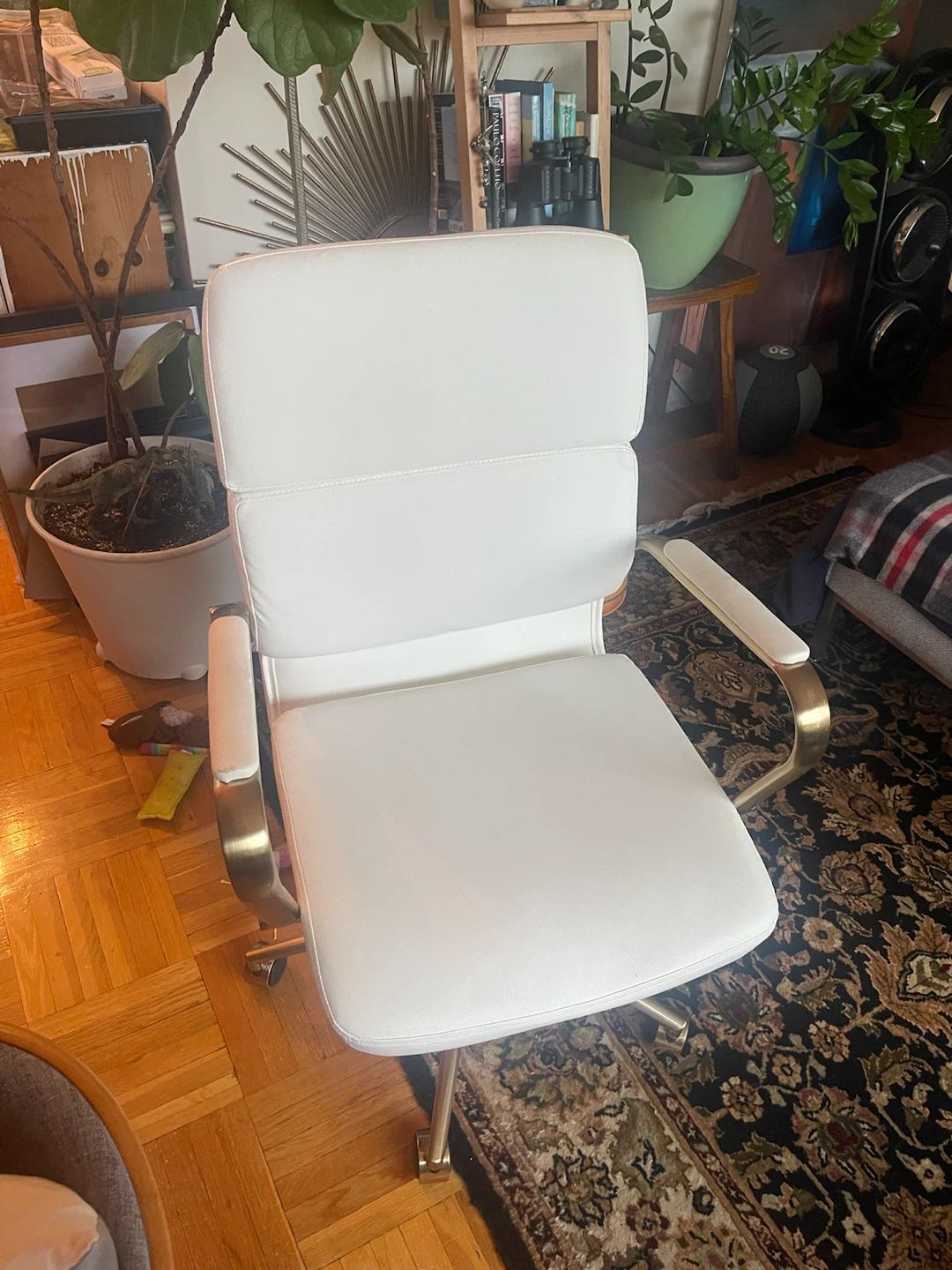 Kleo White brushed gold desk chair