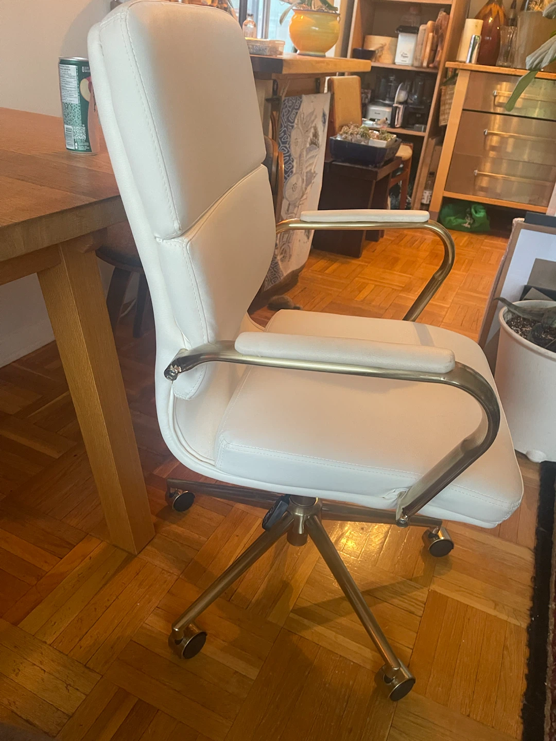Kleo White brushed gold desk chair - photo 2