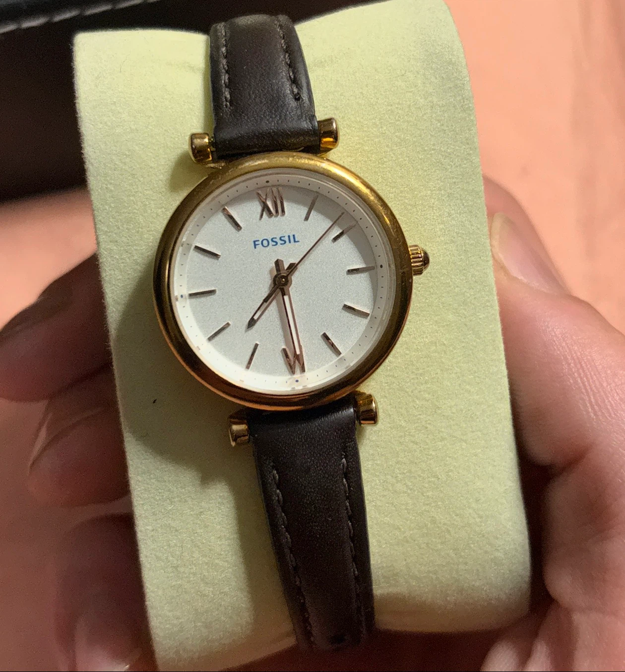Fossil Carlie Mini series rose gold, brown leather watch. - photo 3