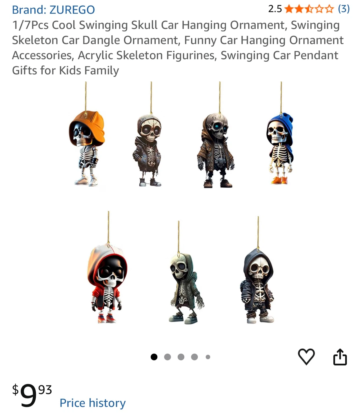 ZUREGO Swinging Skeleton Car Hanging Ornament - photo 2
