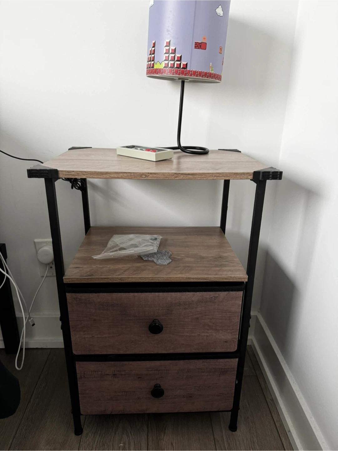 Industrial Nightstand with Storage