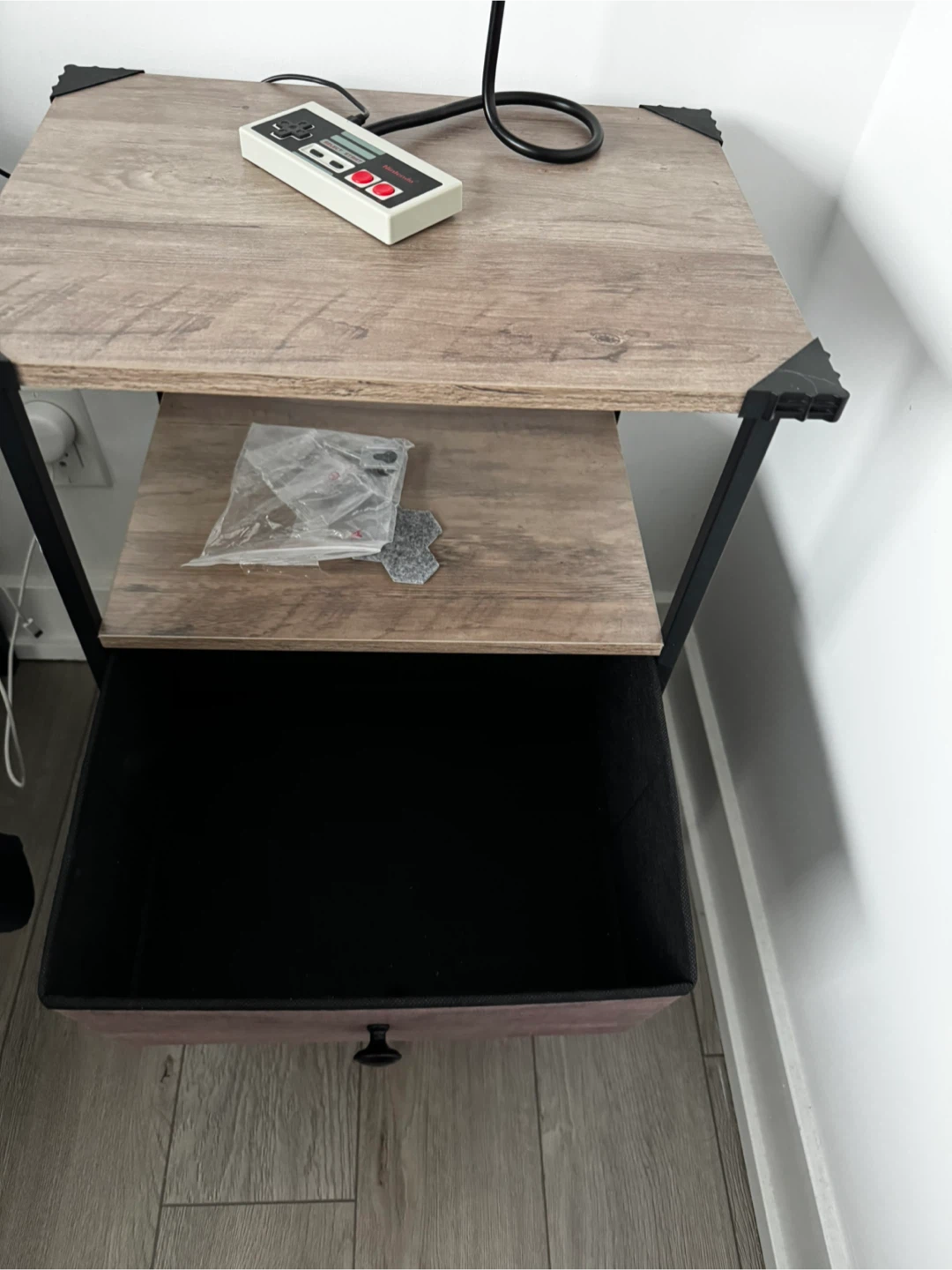 Industrial Nightstand with Storage - photo 2