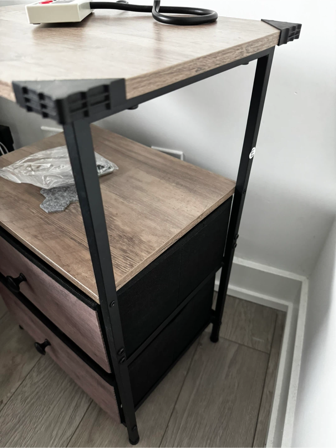 Industrial Nightstand with Storage - photo 3