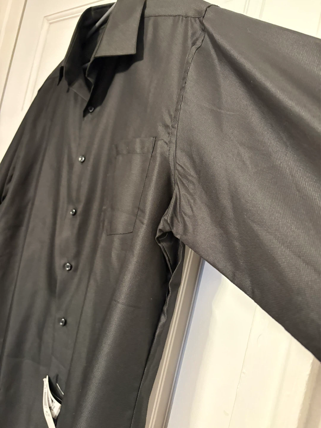 Van Heusen Pique Fitted Dress Shirt Black 16 1/2 34/35 - photo 5