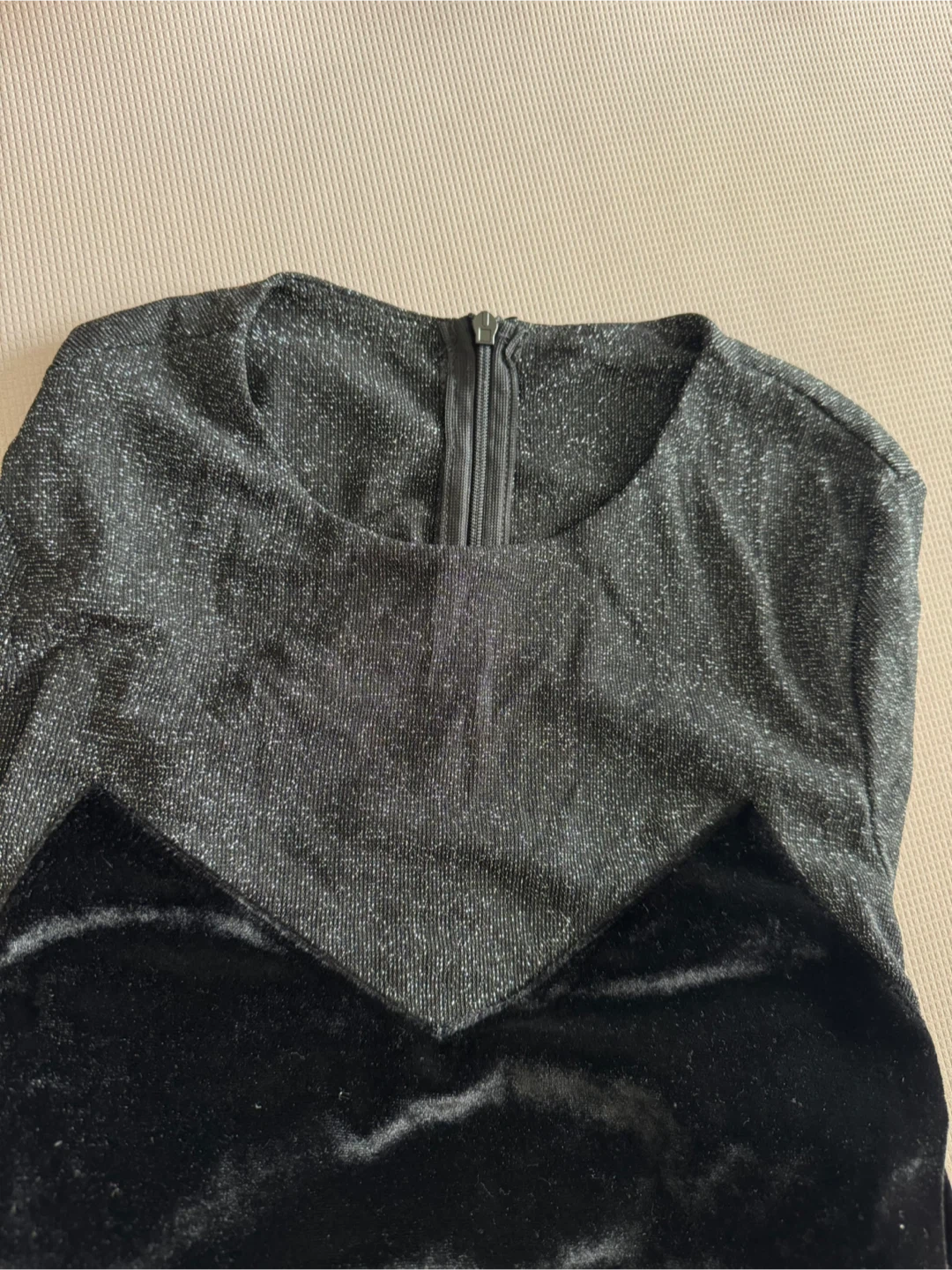 Black Velvet and Shimmer Long Sleeve Dress - photo 2
