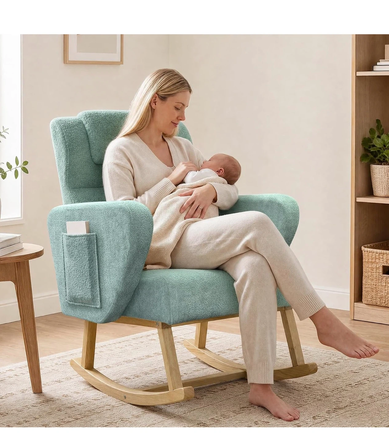 Voguad Light Green Nursery Rocking Chair - photo 5