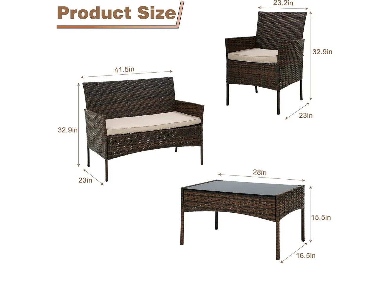 4-Piece Wicker Patio Furniture Set - photo 2