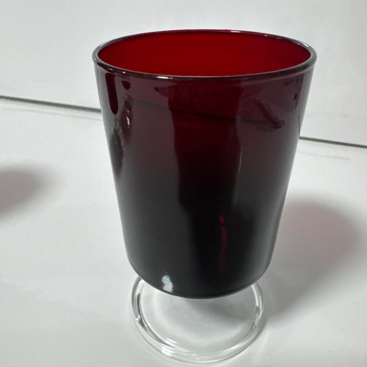 Set of 3 Vintage Ruby Red Glass Goblets France - photo 2
