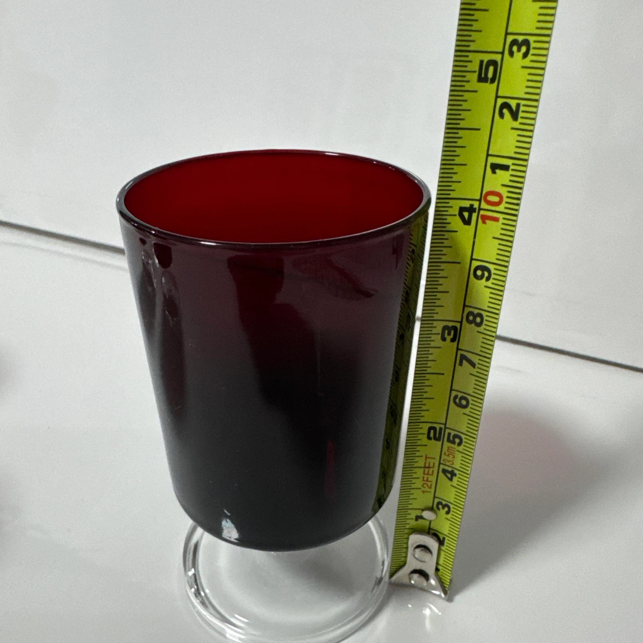 Set of 3 Vintage Ruby Red Glass Goblets France - photo 4