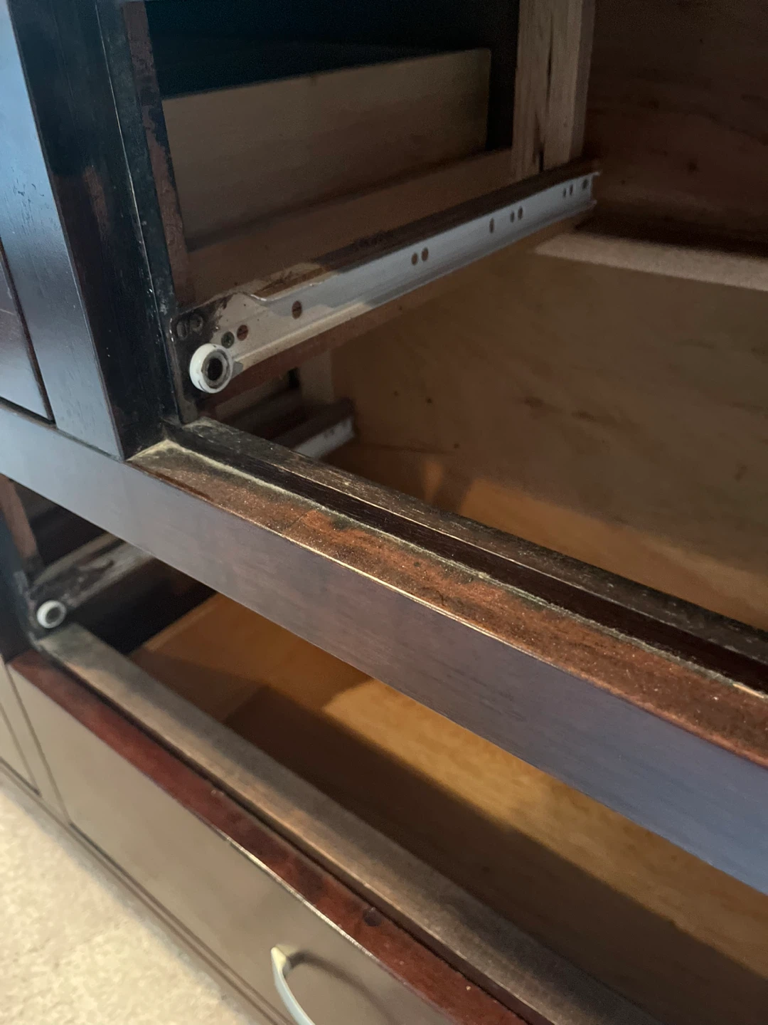 Dark wood dresser with matching mirror - photo 3