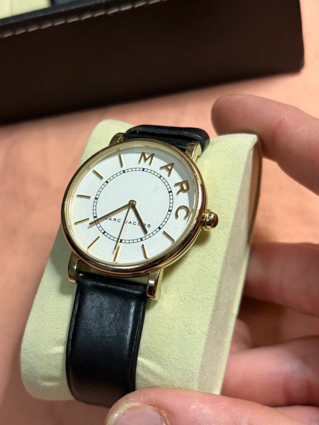 Marc Jacobs gold Ladies black leather wristwatch