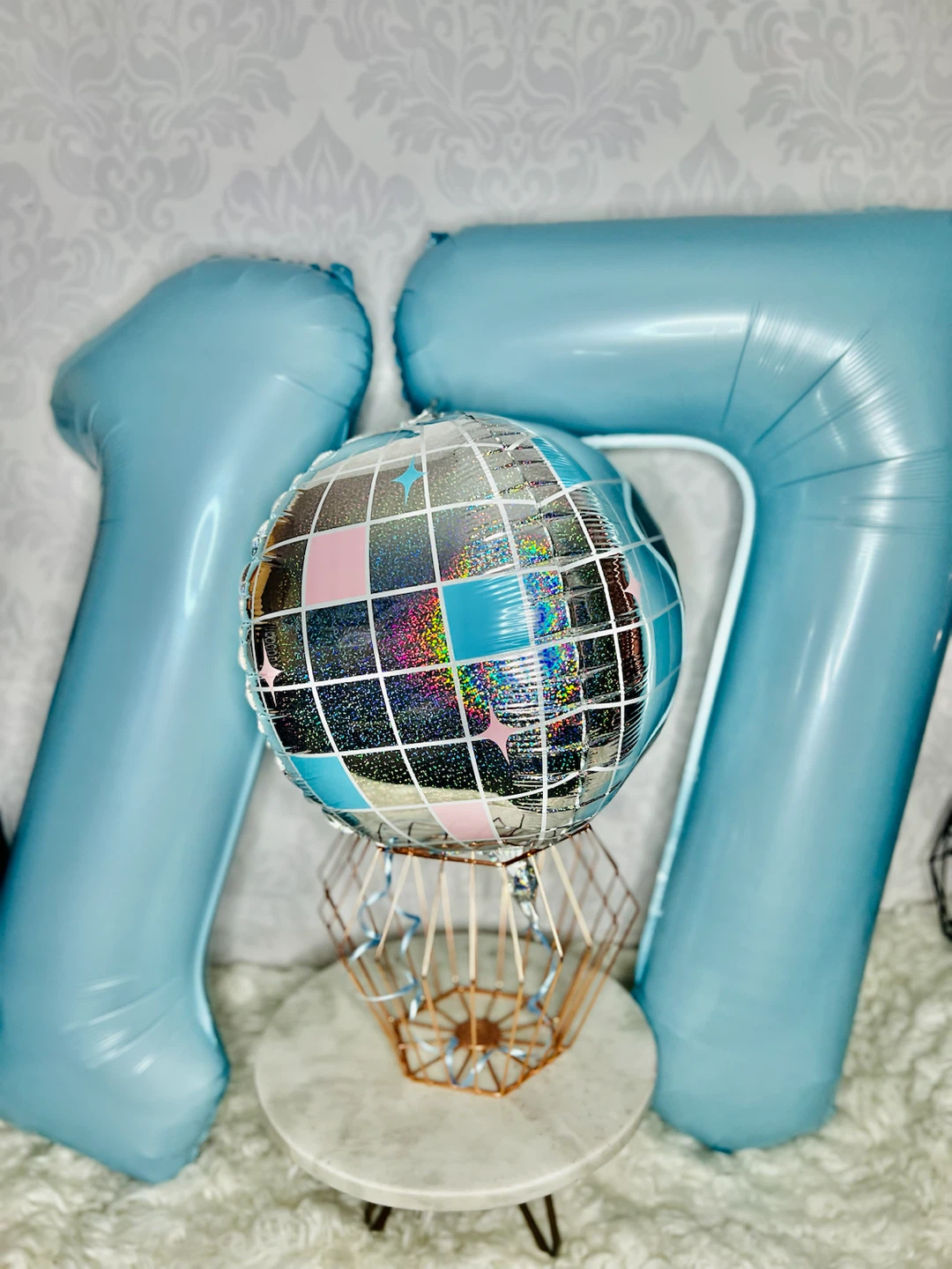 Blue and silver birthday balloon set