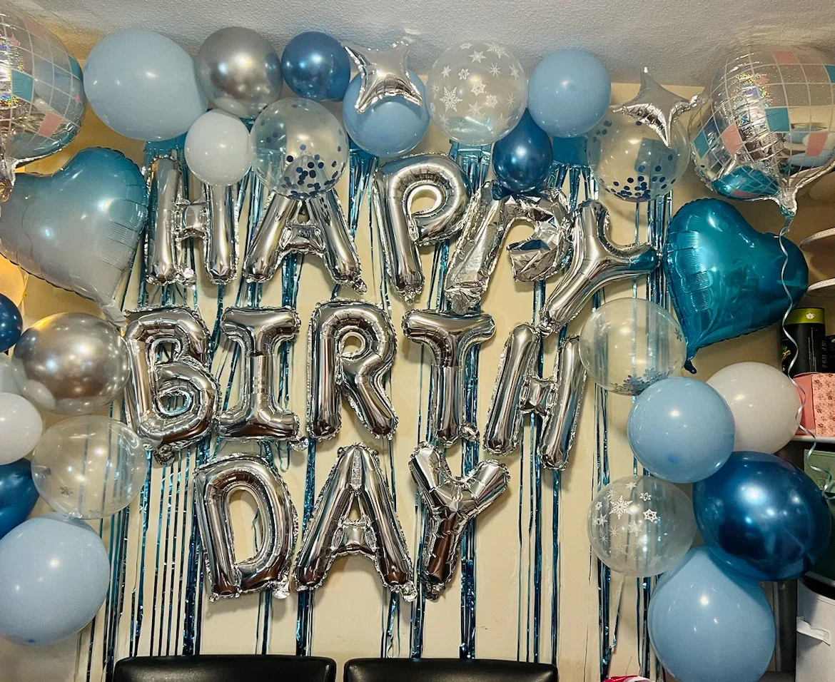 Blue and silver birthday balloon set - photo 3